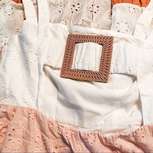 NEW Anthropologie Hutch Alston Colorbloacked Eyelet Tiered Maxi Dress Size 14 - Picture 6 of 7